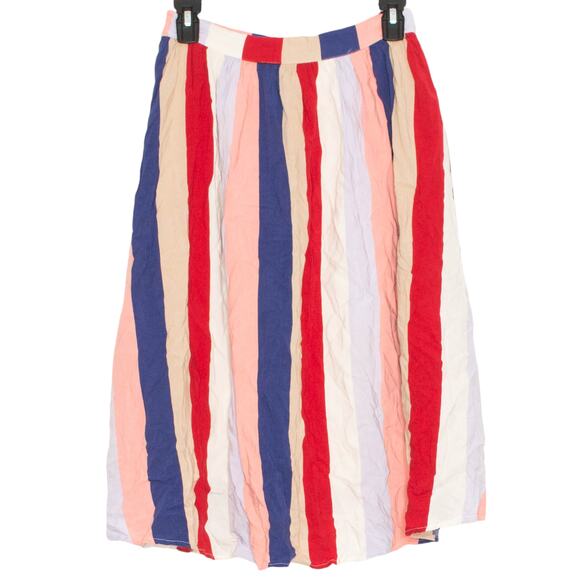 ModCloth Womens Skirt Midi Rainbow Stripe Side Zip Lined Pockets Size Small EW - Picture 6 of 6